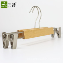 OEM natural color beech wood trousers pants hanger with clips